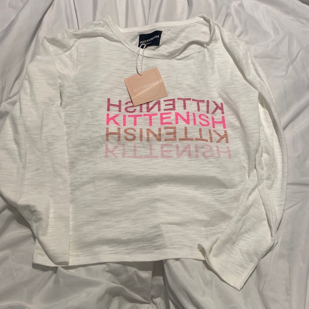 Nwt MED kittenish white long sleeve tee
